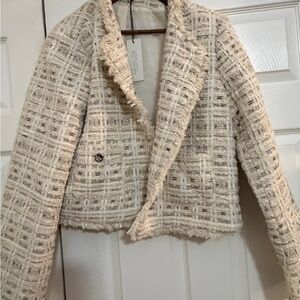 Rachel Zoe Cream Tweed Blazer